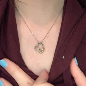 Heart pendant necklace silver and gold